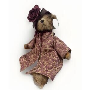 The Bearington 14" Collection Bear Lola #1612 Jointed Dress Flower Hat & Stand
